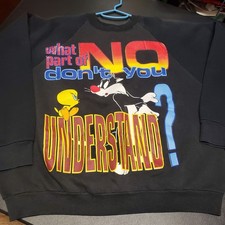 VTG 90s Warner Bros Looney Tunes Sweatshirt Crew Sylvester Tweety Sz XL 25x25