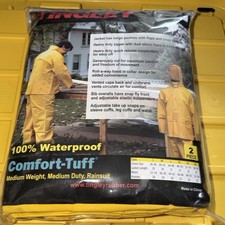 NEW Tingley Comfort-Tuff Rain Suit 2PC Yellow Waterproof Jacket Bib Overalls M