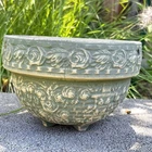 Vintage McCoy Pottery Brushware Hanging Planter Wild Rose Design 7”