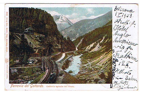 1 AK Ansichtskarte Ferrovia del Gottardo Galleria spirale del Prato 1903 Schweiz