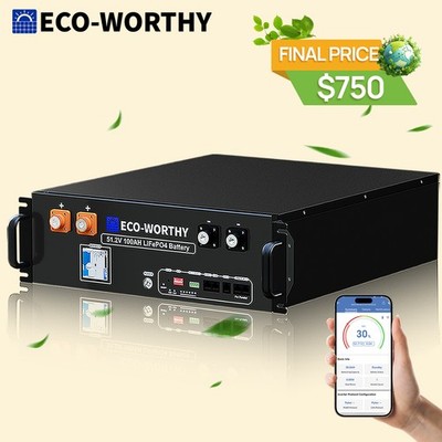 ECO-WORTHY 5.12kWh 48V 100AH Lithium Battery Server Rack UL1973&UL9540A CEC