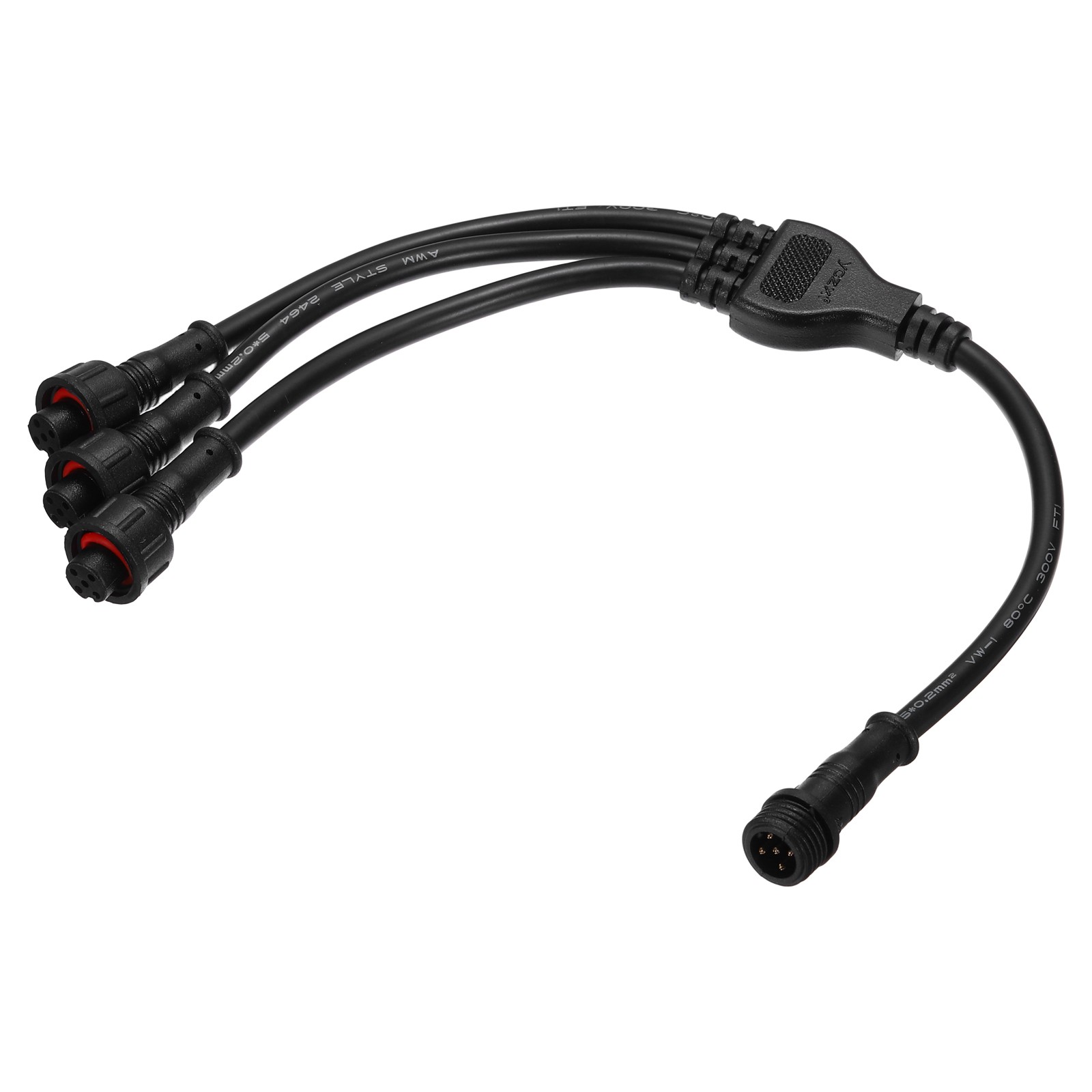 5-Core 5 Pin Splitter Connector, IP65 5mm 30cm 24AWG 1 Male to 3 Female