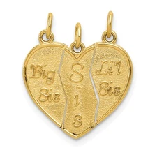 14k Yellow Gold 3-piece Break-apart BIG SIS-SIS-LIL SIS Charm Pendantfor Mother