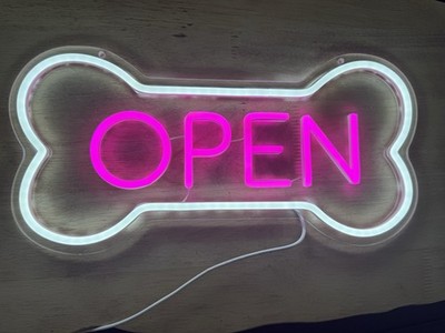 Led Neon Open Sign For Business, Dog Bone Neon Sign Art Pet Shop, Welcome Sign