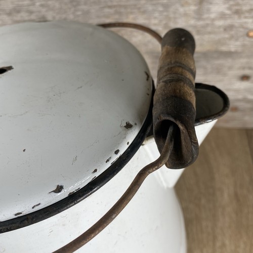 Bollitore Smaltato Bianco Cowboy Caffettiera Campeggio Vintage 9” H 8,5” Base - Foto 12 di 12