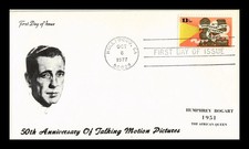 TALKING PICTURES 50TH ANN HUMPHREY BOGART AFRICAN QUEEN  1977 CACHET FDC UNADDR