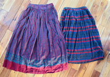 Lot of 2 Vintage 80s Paisley A-Line Skirts UNION MADE Hippie Pleated Midi S