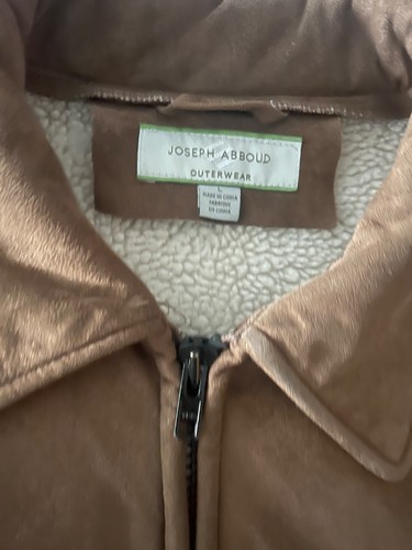 Joseph Abboud Herren L Oberbekleidung braun Wildlederimitat Sherpa gefüttert durchgehender Reißverschluss Jacke - Bild 2 von 4