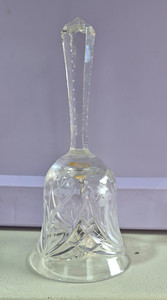 Unmarked Clear Etched Glass Decorative Bell, Cut Crystal Style