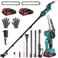 Brushless Long Reach Chainsaw Pole Saw Cordless Wood Cutter Saw 2 Batteries