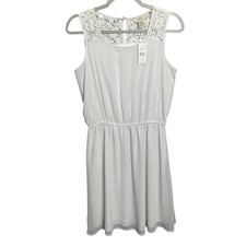 Ann Taylor LOFT white polka dot dress lace neckline NWT Size 2