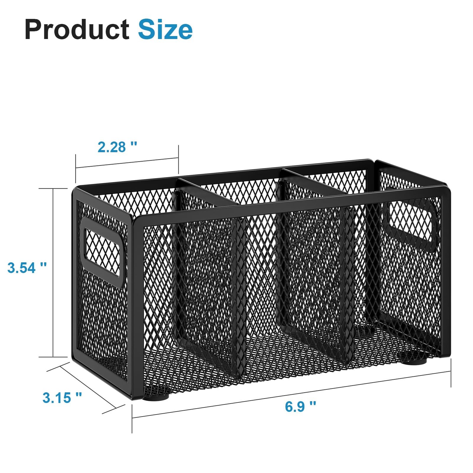 Mesh Pen Holder for Desk,Pencil Holder Desk Organizer 3 Adjustable Compartments