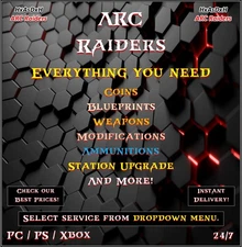 ✨ARC Raiders✨Blueprints✨Coins✨Weapons✨Ammo✨Mods✨Station Upgrade✨Augments✨24/7✨