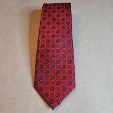Bruno Piattelli Men  s Necktie 100 Pure Silk Red Geometric Pattern Classic Tie