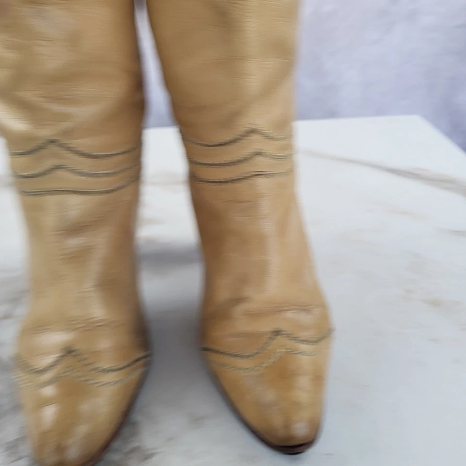 Botas de latón vintage años 70 ITALIA hasta la rodilla plátano tostado botas para mujer 8/38 Foto 3 de 4
