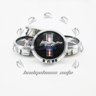 4Pack For 2012-2025 Mustang GT Black w/ Chrome Running Horse Wheel Center Caps