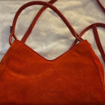 STAUD Small Orange Shoulder Bag Zip Closure Adjustable Acepto Ofertas
