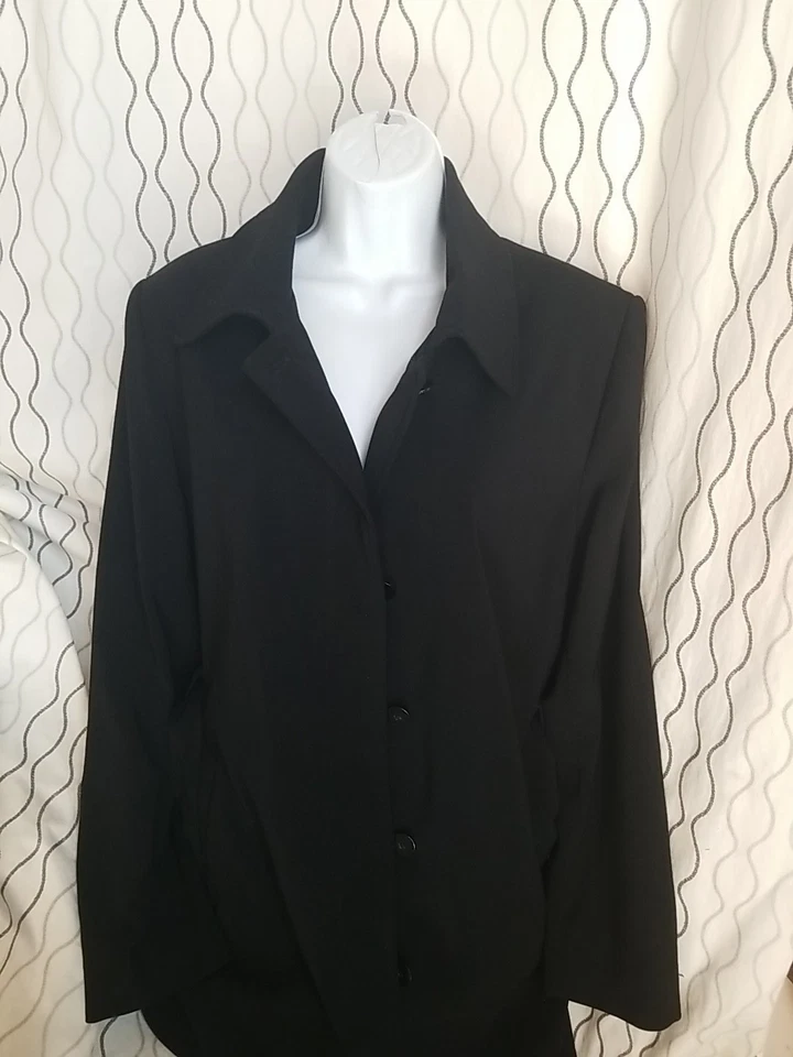 London Fog Trench Coat Womens Black Belted Button Front Jacket Size XL - Image 4 of 4