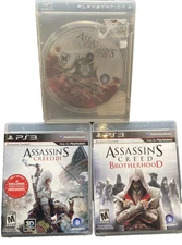 Assassins Creed 2,3, & Brotherhood Lot PlayStation PS3 Pre-owned Tested Play now