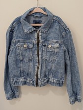 Gap Denim Bomber Jacket In Medium Wash Girl's Size Large