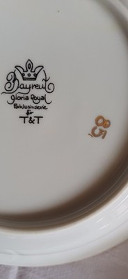 Geschirr Speise und Kaffeegedeck Marke Bayreuth Gloria Royal für T&T hergestellt