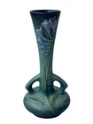 Vintage Roseville Pottery Freesia Bud Vase Blue Green 195-7 Flower Ceramic