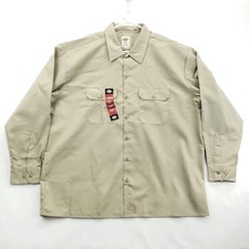NEW Dickies Shirt Men 2XL Khaki Original Fit Long Sleeve Work Button Front 574KH