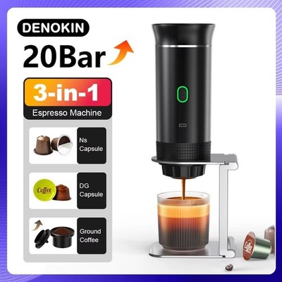 Tragbare 3in1 Espresso Kaffeemaschine Akku Auto Camping Kapsel Pulver