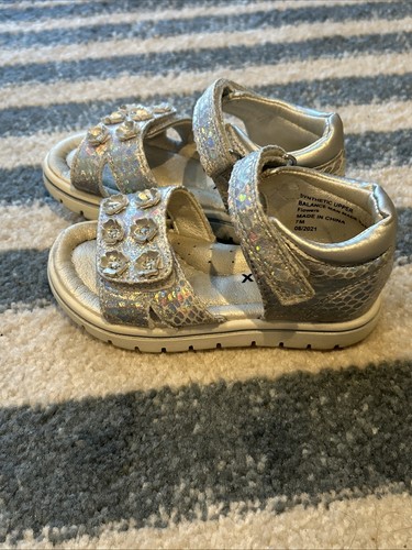 Sprox Girls Silver Glitter Gems Sandals Size 7 - 第 4/7 張圖片