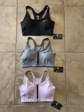 3 PAIR NIKE PRO COMBAT DRI-FIT FRONT ZIP COMPRESSION SPORTS BRA WOMENS SIZE M