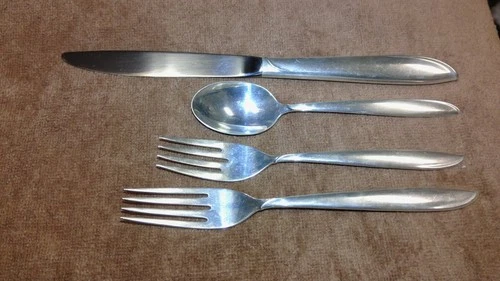 Lot 4: 2 Forks, 1 Spoon & 1 Knife  International MCM Rhythm Sterling Silver