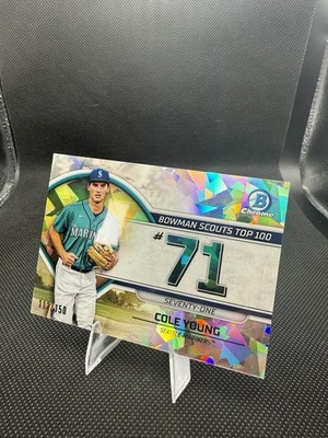 2023 Bowman Cole Young Bowman Scouts Top 100 Atomic Refractors #/150