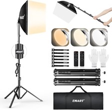EMART Softbox Lighting Kit, 16"X16" Soft Box, 85W-2Pack, 3-Color 3000K-6000K 