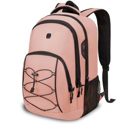 Laptop Travel Backpack Men Women 17 Inch USB Port Water Resistant 30L Pink