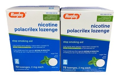 Rugby Nicotine Polacrilex Lozenge~2MG~Mint~LOT Of 2*~144 Cnt~Exp~2/27~$38~FR SHP