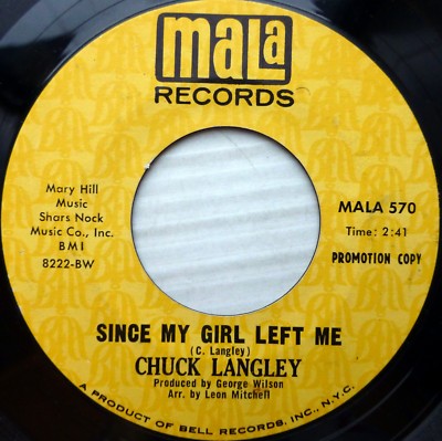 Chuck Langley R&r R&b VG+ Mala 45 Liebe Letters IN Die Sand Since Mein Girl e137