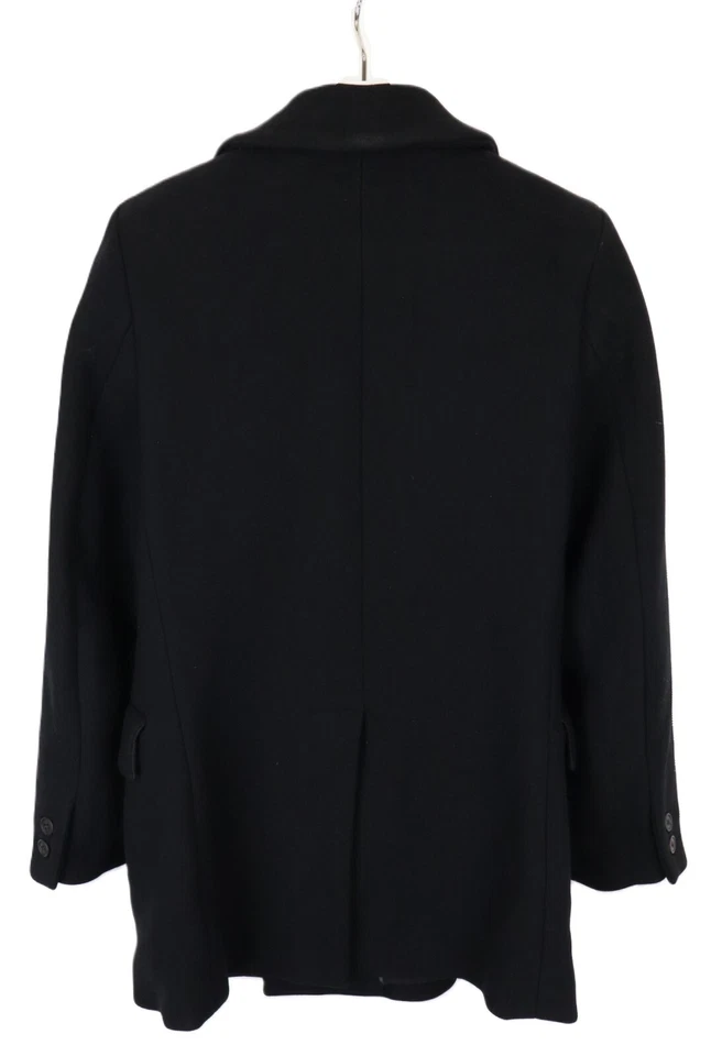 A. P.C.Mantel Damen Klein Zweireihig Wolle Gefüttert Schwarz Knopf - Bild 2 von 4