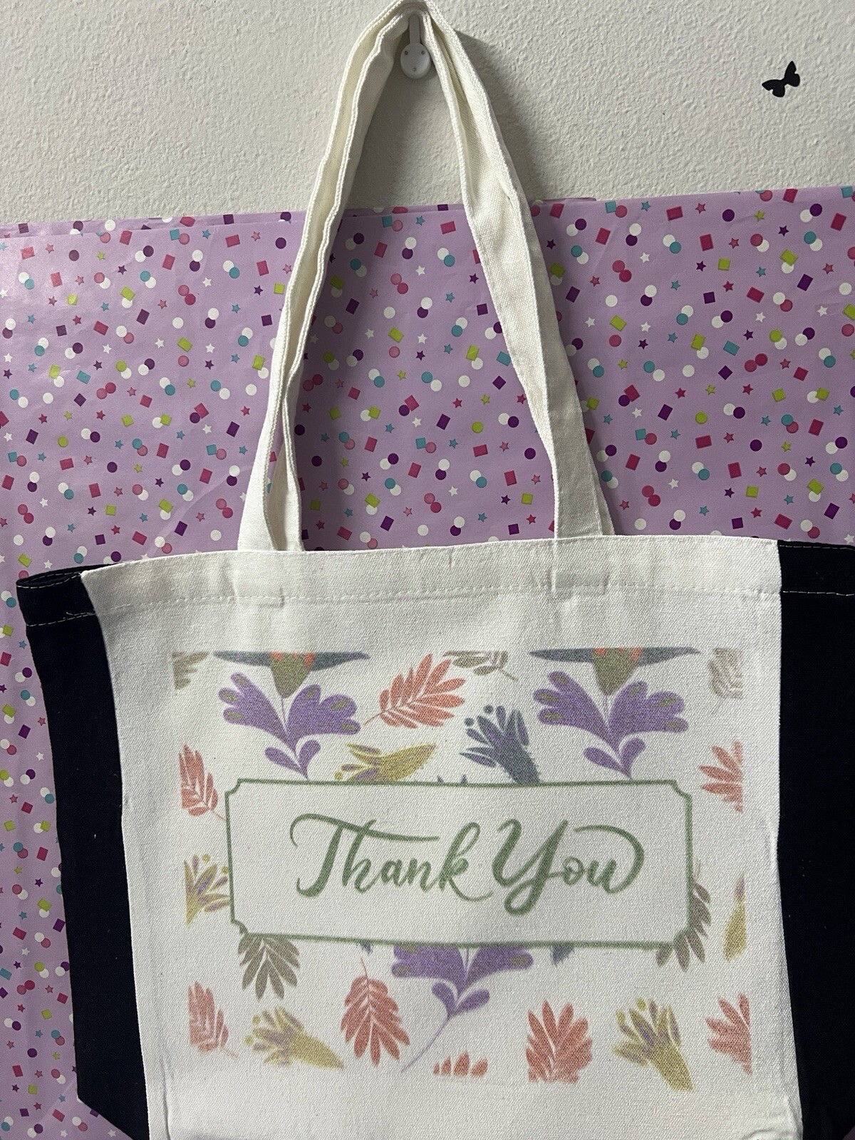 Handmade Floral Thank You Tote Bag - Eco-Friendly & Stylish-image