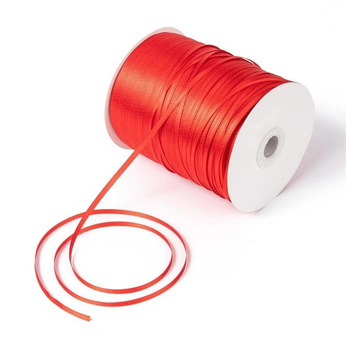 Split Face Ribben 3mm Red Double Face Satin Ribbon 10m 1/8