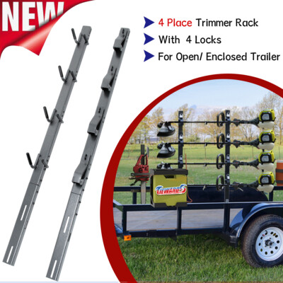 #ad #ad 4 Place Lockable Weedeater Trimmer Rack Set Upgraded For Enclosed Open Trailer $95.99
