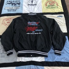 Vintage 90s Miller Valley Forge Music Fair Bomber Jacket L Large Nylon Country