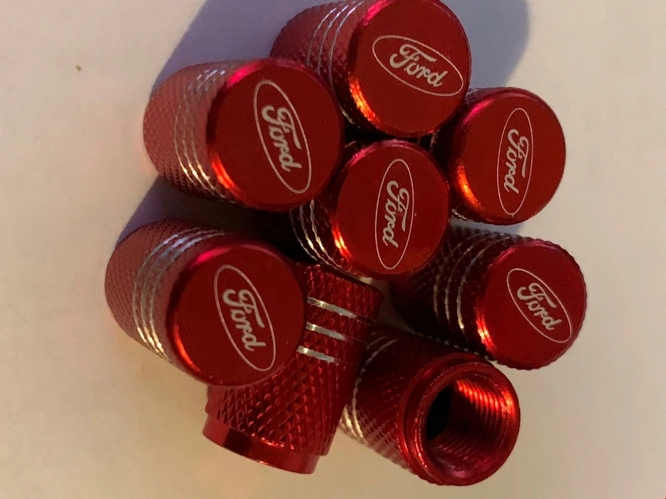4x Tapas de vástago de válvula de neumático RED FORD para montaje universal de automóvil, camión ENVÍO GRATUITO Foto 2 de 4