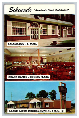 #ad #ad Kalamazoo amp; Grand Rapids MI Michigan Schensul#x27;s Cafeterias Chrome Postcard $5.54