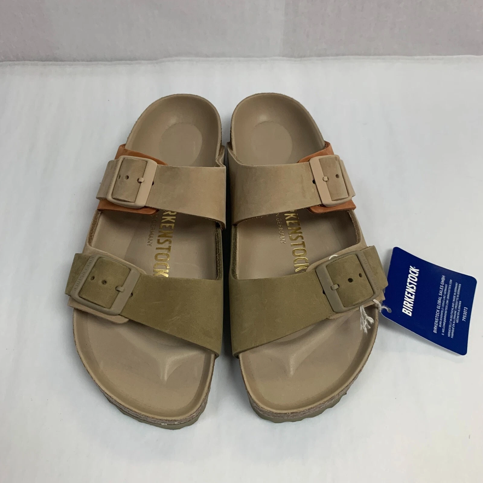 Birkenstock New w/ Box Arizona Split Sandcastle/Faded Khaki Nubuck Exquisite N