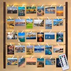 Hanging Photo Display Wall Decor-Wood Picture Frame Collage Photo Display LED
