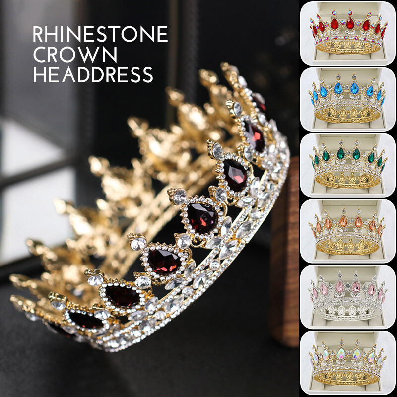 Brand New Gorgeous Baroque Queen\'s Crystal Rhinestone Crown Tiara Wedding Hair Accessories Baroque Rhinestone Crystal Crown  main image 4