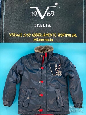 Versace 1969 Winter Puffer Jacket Navy Italia USA Boys LARGE