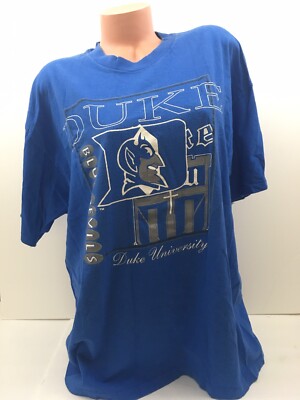 Vtg 90s Duke Blue Devils T-Shirt Spell Out Logo USA Single Stitch