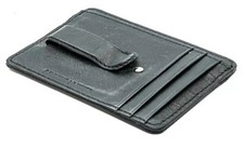 Genuine Leather Money Clip front pocket wallet with metal clip and card ID Case