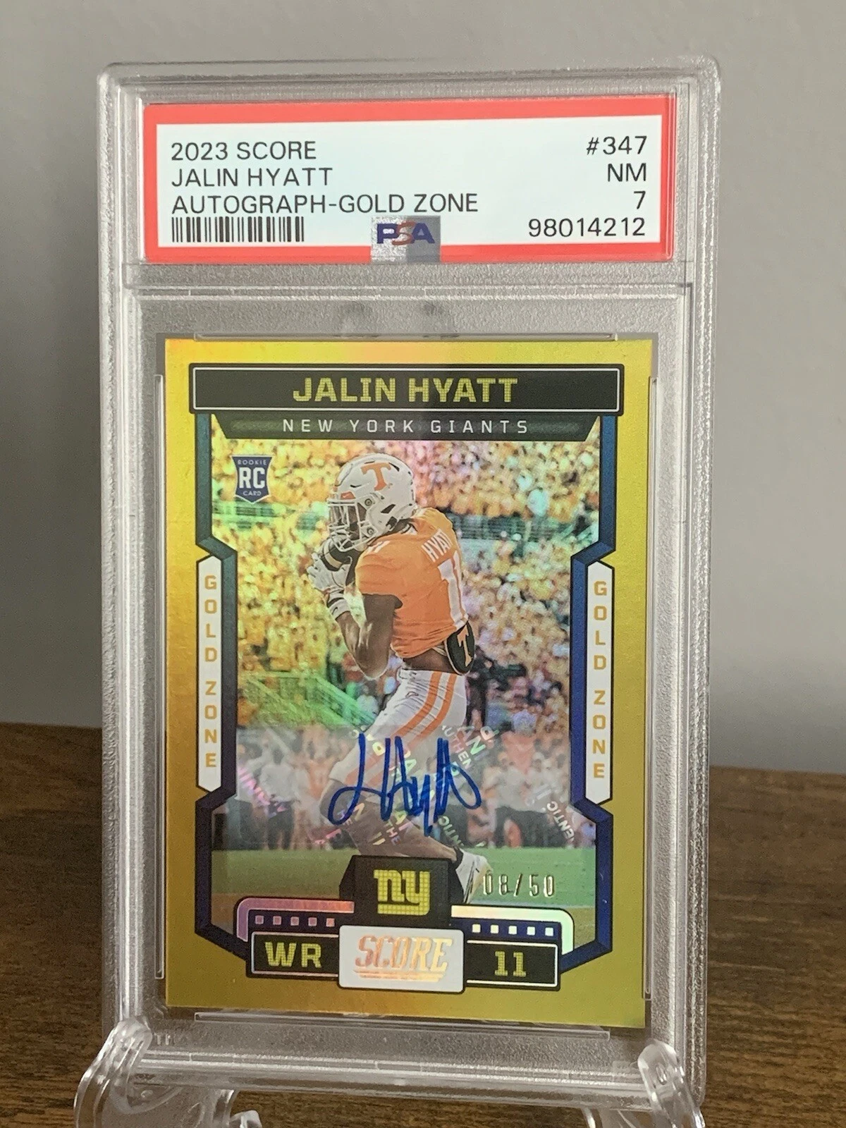 Jalin Hyatt Panini Score #347 Autograph-Gold Zone